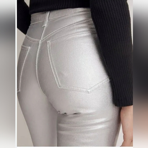 Madewell The '90s Straight Jeans High Rise in Silver Foil size 25 nwt - Picture 2 of 8